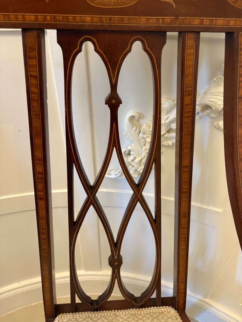 Unusual Antique Victorian Inlaid Mahogany Armchair - Image 9